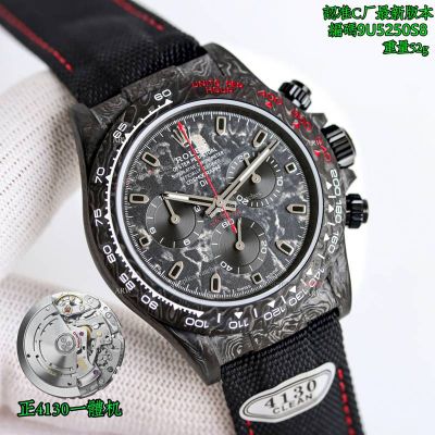 Clean Factory Rolex Daytona 4130 Black Face Watch 40mm 